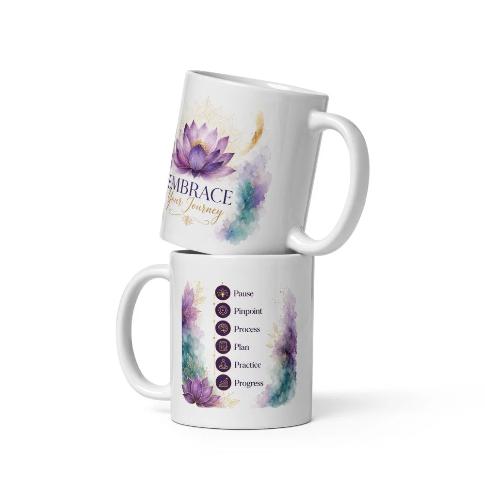 Embrace Java Journey Coffee Cup — lotus bloom and 6 P's design