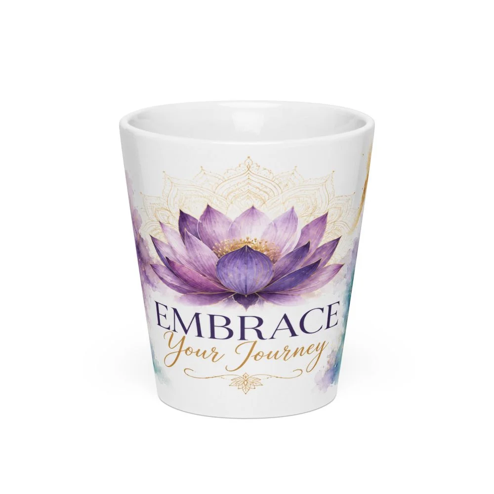 Java Journey Latte Mug — EMBRACE Your Journey lotus design